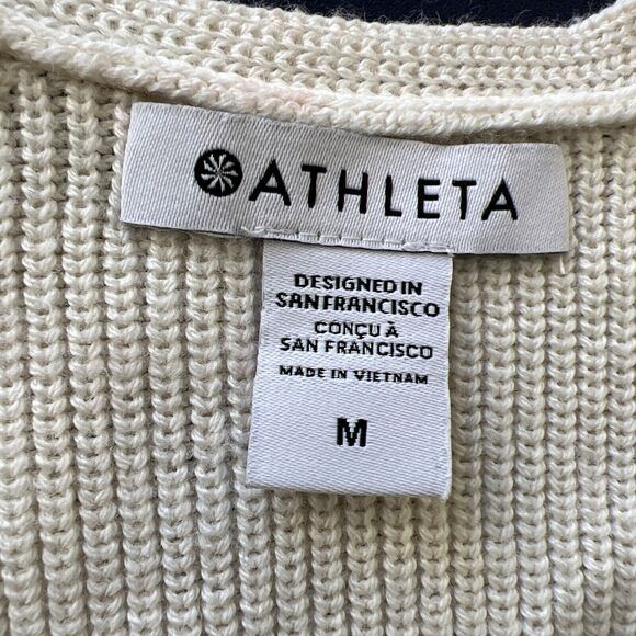 ATHLETA Merino Extra Fine Wool Blend Rib Knit Hanover Vneck Minimalist Sweater M - Picture 10 of 11